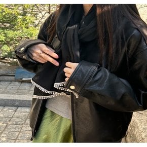 AK수원점 질스튜어트 면 100% 블랙 테슬 롱 스카프 JASC6E100BK