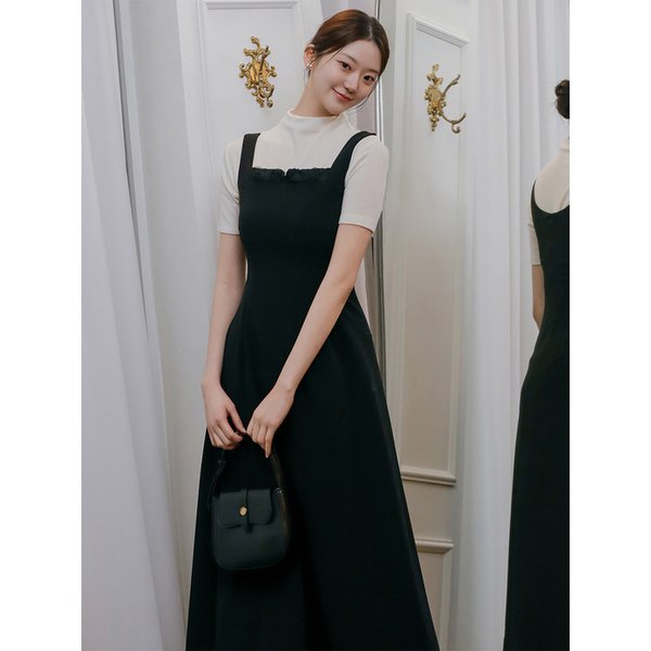 Rose block flare dress