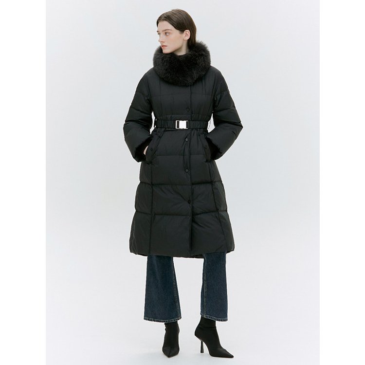 ★HACIE★ SQUARE QUILTING FOX FUR LONG COAT [BEIGE][BLACK] SQUARE QUILTING FOX FUR LONG COAT [BEIGE][BLACK] - SSG.COM