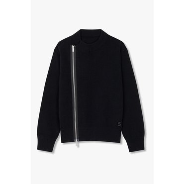SACAI [사카이]CLASSICS  여성 울 니트 집업 블루종 (블랙) 6415330107