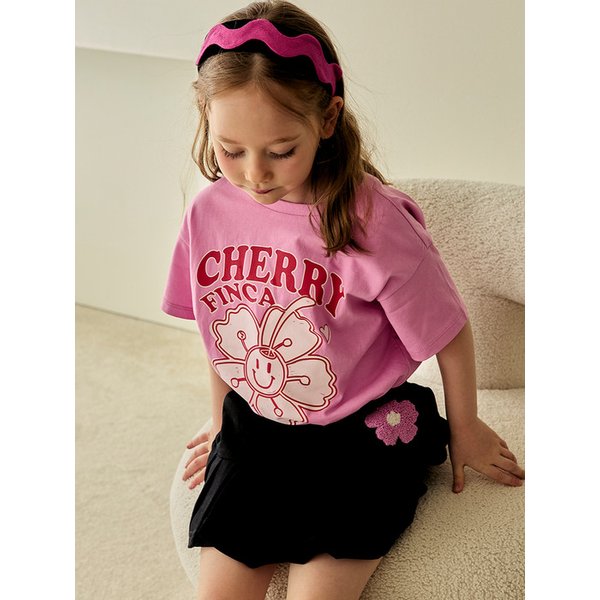 블랙 플라워 스웻 스커트