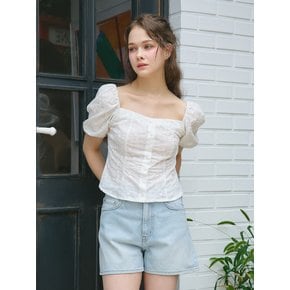 HEART NECK PUFF SLEEVES BLOUSE_WHITE