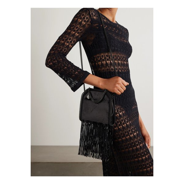 스텔라매카트니 팔라벨라 타이니 프린지 시퀸 캔버스 숄더 백 블랙 46376663162898131