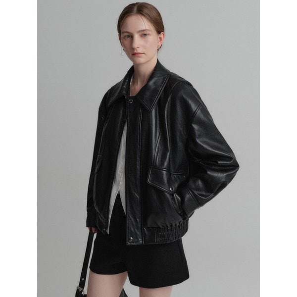 키튼 비건 레더 자켓_블랙 / KITTEN VEGAN LEATHER JACKET_BLACK