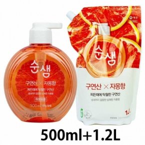 애경 순샘 리필 구연산 x 자몽향 500ml + 1.2L