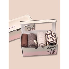 SET004_우드브라운 니트 울 돌돌이 무압박 추석 설 명절 답례품 브랜드 선물 삭스 SOCKS   양말