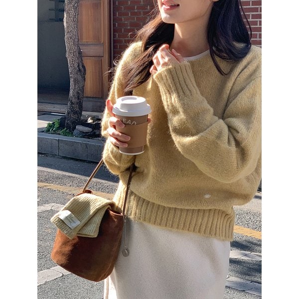 브러시 울헤어리 니트_HONEY YELLOW