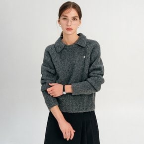 제나 울 카라 니트_차콜 / JENNA WOOL COLLAR KNIT_CHARCOAL