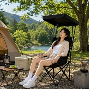 선캐노피 피크닉 캠핑 의자 차양 차박 낚시 자외선차단 그늘막 넓은 좌석 폴딩 체어