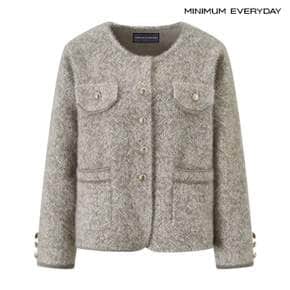소프트 노카라 라운드 포켓 니트 자켓 (EC4JK003D)