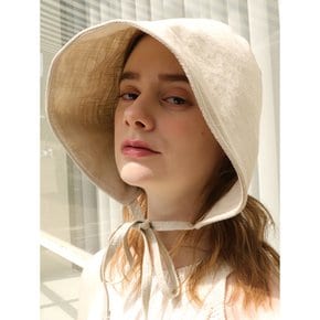 BLOSSOM LINEN BEIGE BONNET HAT