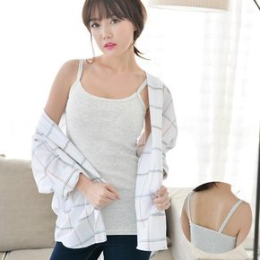 여자 후라이스 일자 끈나시 민소매 무지 면스판 (5680511B)