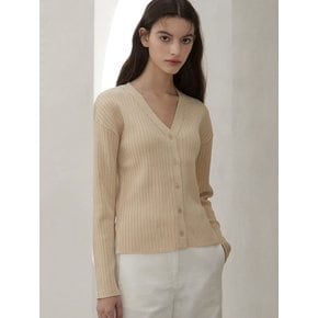 wide rib knit cardigan (light beige)