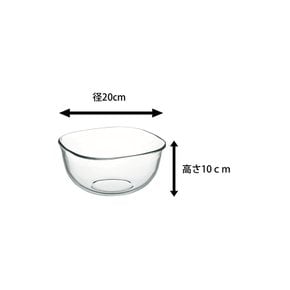 iwaki 돌나물 내열 유리 사발 각형 외경20×20cm 2.2L BC334