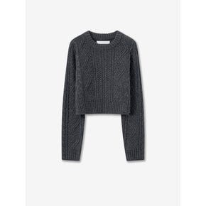 wool cable crop knit_charcoal