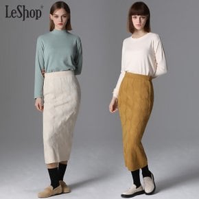 [르샵(LeShop)] 꽈배기 셋업 니트 롱 스커트 (택가격 69000원)