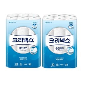 크리넥스 3겹 천연펄프 클린케어 화장지 25m X 30롤 + 30롤 프리미엄