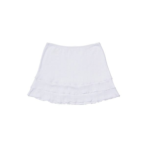 Wave Frill Cotton Skirt_White