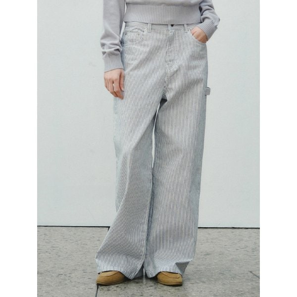 Daily Striped Wide Carpenter Pants_CTB566(White)