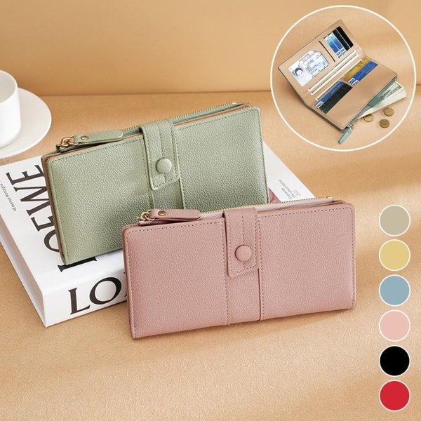 [옷자락] 여성 사계절 모던 실용 가죽 긴 지갑