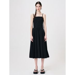 Slip Shirring Pleats Dress, Black