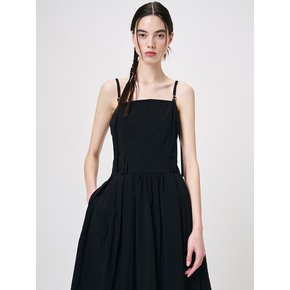 Slip Shirring Pleats Dress, Black