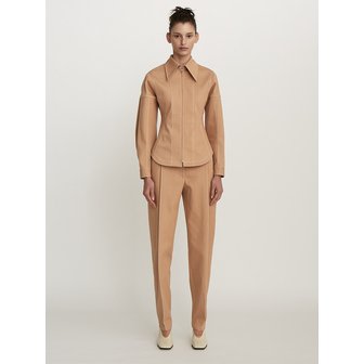 르비에르 VOLUME COTTON ZIP-UP SHIRTS (BEIGE)