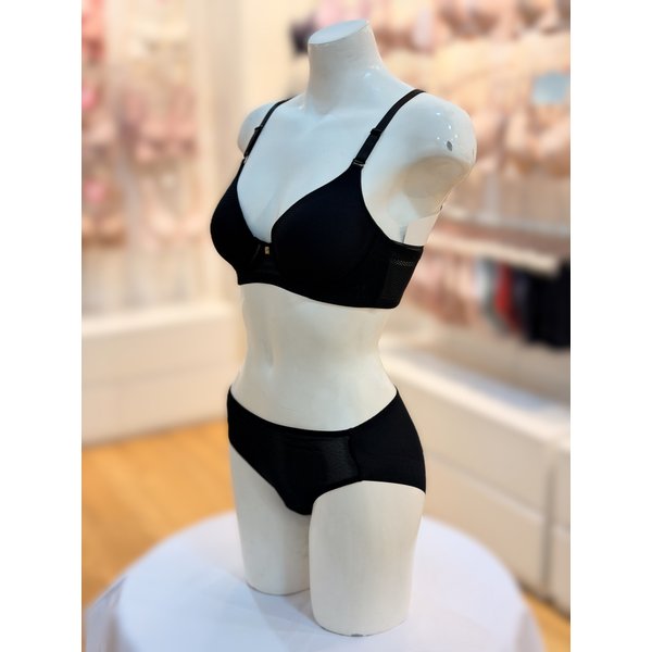 [파주점] 여성 와이어 솔리드헴날개브라팬티 세트 TFWBRR 177BK