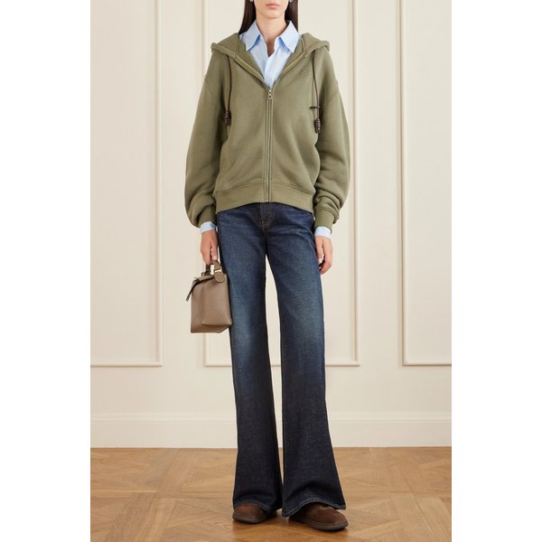 플라멩코 가죽 트리밍 코튼 블렌드 저지 후드 티셔츠 46376663162958448