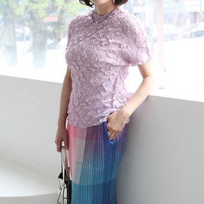 T57339 샤인펄 꽃잎 사방 플리츠티 50대 엄마옷