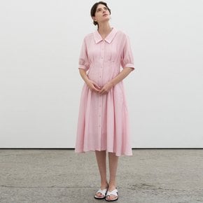 PIN-TUCK FLARE DRESS_PINK