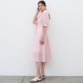 PIN-TUCK FLARE DRESS_PINK