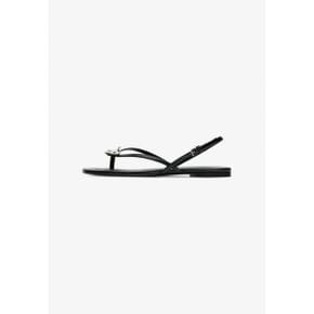 Massimo Dutti 마시모 두띠 플랫 슬라이더 샌들 위드 젬 디테일 - T바 검정 8077460