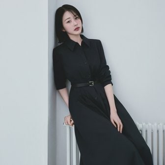 레더벨트 핀턱 셔츠원피스