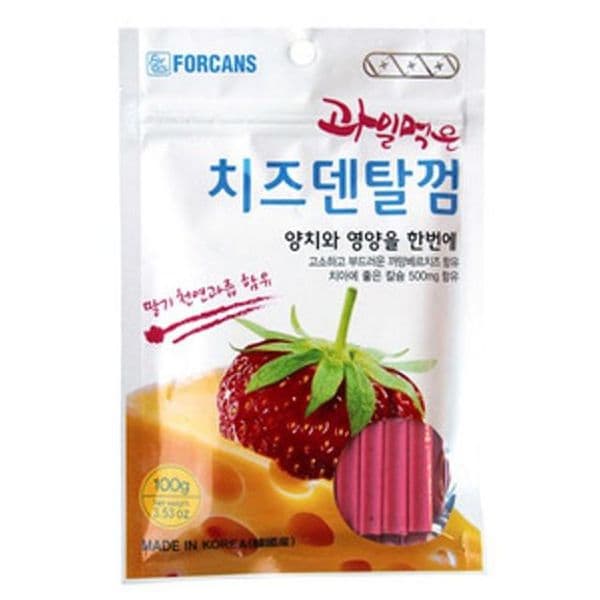 강아지껌 덴탈껌 치석 제거 간식껌 치즈 딸기 100g X ( 2매입 )