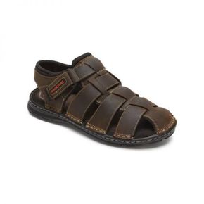 4840567 Rockport Darwyn Fisherman Mens Leather Slingback Slide Sandals