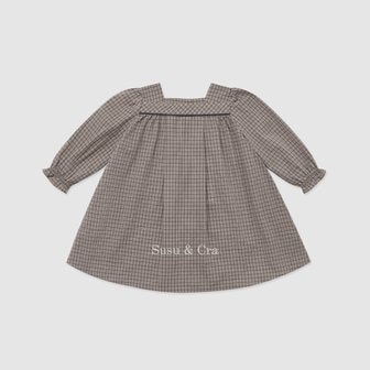 슈슈앤크라 mini 첼리프 체크 원피스 ㅡ 브라운