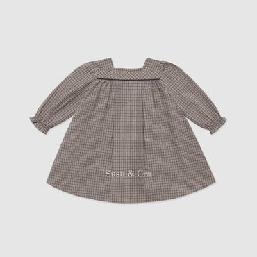 슈슈앤크라 mini 첼리프 체크 원피스 ㅡ 브라운