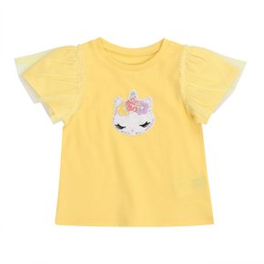 [여주점] 노랑 샤 소매 티셔츠 (Q22DKT311)