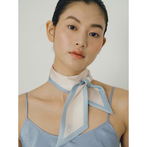 Long Twilly Silk Scarf - Baby Blue/Cream