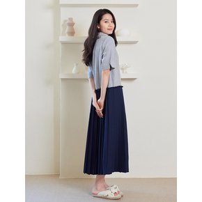 Linen Folding Pleated One-piece_navy