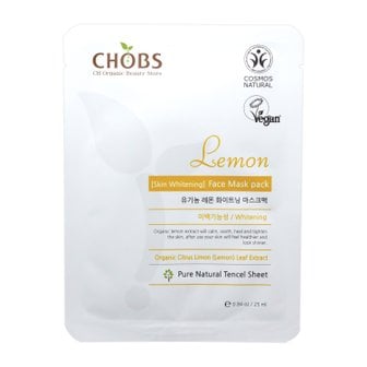 찹스 chobs(찹스) 유기농 레몬 화이트닝 마스크팩 (미백) 25ml