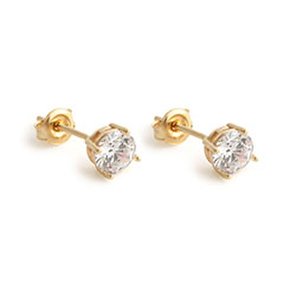 14K/18K 심플 프롱 큐빅 6.0mm 침 귀걸이 한쌍 PNE26736