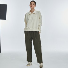 One Tuck wide banding pants Khaki