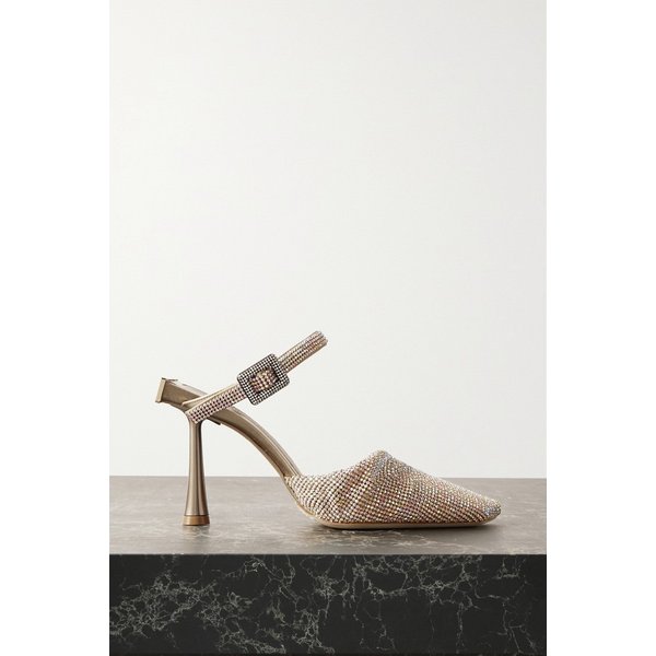베네데따 부르치케스 엘레나 크리스털 장식 실크 새틴 가죽 펌프스 골드 1647597277838070