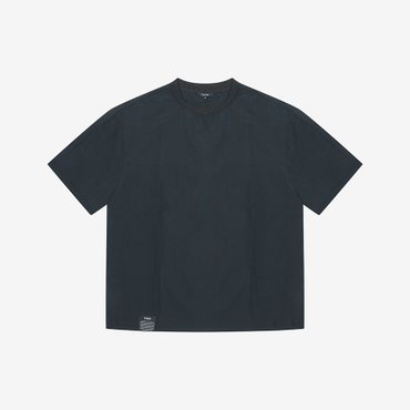 파렌하이트 [FAHREN] 25S/S 우븐 라운드 반팔 티셔츠 (FKIBD3309-BK)