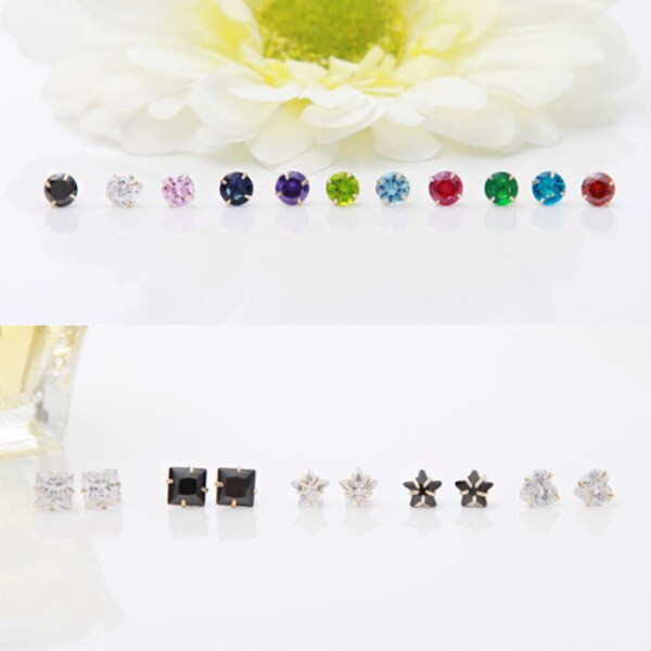 14K Gold 5mm 큐빅 금 귀걸이