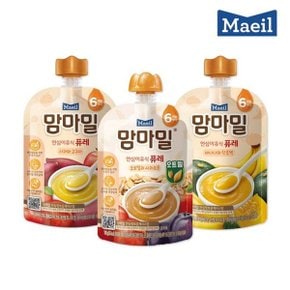 맘마밀 6개월 퓨레 3종 100g 혼합10팩(오트밀사과프룬 4팩+사과...