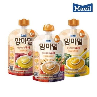 매일 맘마밀 6개월 퓨레 3종 100g 혼합10팩(오트밀사과프룬 4팩+사과...