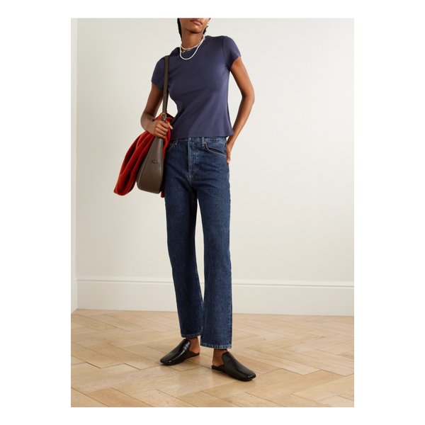 90s 핀치 웨이스트 하이라이즈 스트레이트 진 다크 데님 46376663162898686